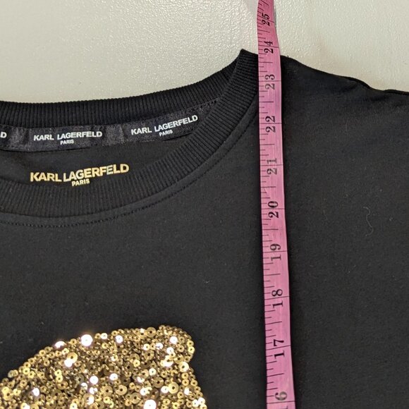 Karl Lagerfeld Paris Size Small Black Sweatshirt with Self Silhouette - Picture 11 of 15